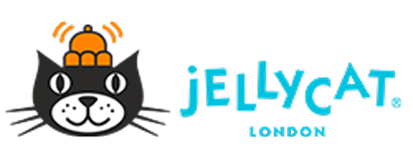 Jellycat London logo with a cat